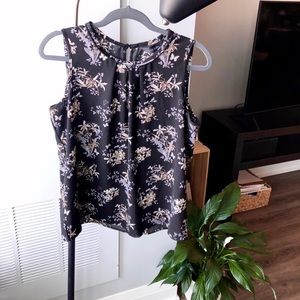 Black floral blouse
